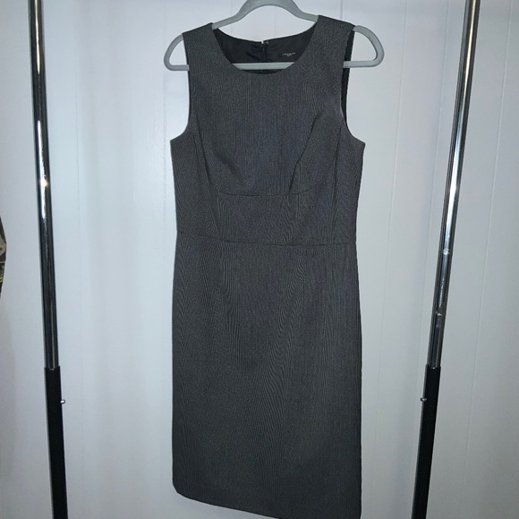 Ann Taylor black micro check sleeveless sheath dress sz 8 back zip vent lined - Picture 1 of 8